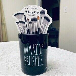 Rae‎ Dunn MakeUp Brushes Cup Organizer (Larger Size), Size OS Black White